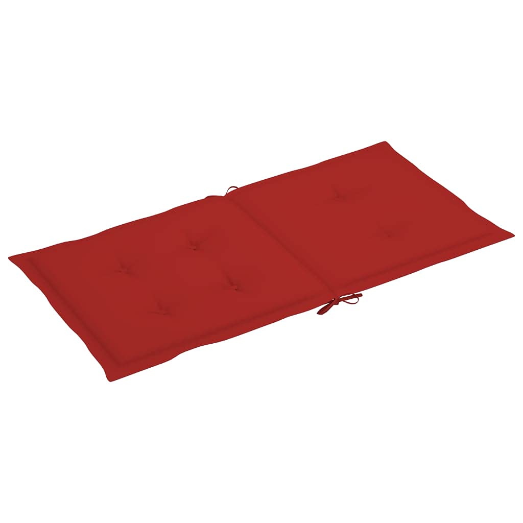 Cuscino per sedia da giardino, 2 pezzi, per sedie a sdraio con schienale alto, design universale, per interni ed esterni, balcone, terrazza, con 2 laccetti, rosso, 100 x 50 x 3 cm