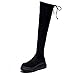 Botas de Invierno para Mujer, con Cordones, Antideslizantes, Botas de Cuero de Fondo Suave, Impermeables, con Punta Redonda, Elegantes Botas sobre la Rodilla