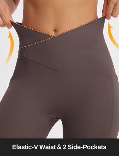 Image of baleaf Capri Leggings for Women Knee Length Yoga Workout Capirs Leggings with Pockets Tummy Control Stretch
