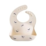 mushie Silicone Baby Bib | Adjustable Fit Waterproof Bibs (Whales)