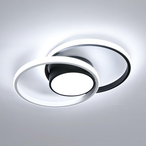 Comely LED Deckenlampe, 42W LED Deckenleuchte Modern Runden Lampe für Schlafzimmer Badezimmer Küche Balkon, Dia 40cm, 6500K kaltes weißes Licht, Schwarz