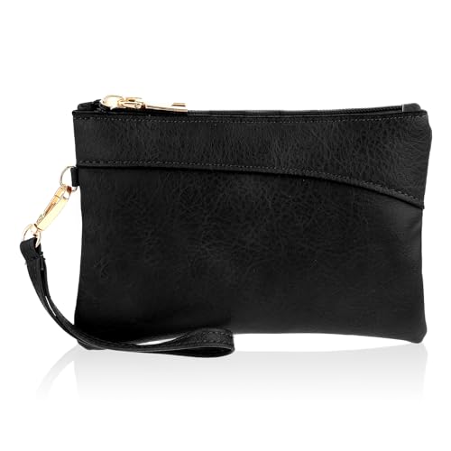 Giantree Wristlet Clutch Purses for Women Leather Wristlet Wallet Clutch Purses Evening Handbags Envelope Purse For Women Ladies Gifts (Black)