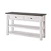 Martin Svensson Home Monterey Solid Wood Sofa Console Table White with Grey Top