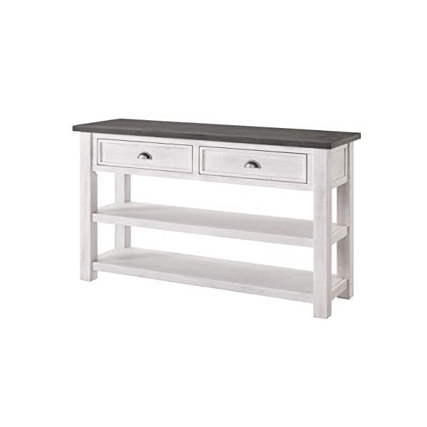 Martin Svensson Home Monterey Solid Wood Sofa Console Table White with Grey Top
