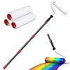 Rouleau à Peinture, 70-110cm 2 en 1 Kit de Rouleaux à Peinture avec Perche Télescopique Réglable, Kit de Peinture Professionnel en Acier Inoxydable Adapté à Peinture Murale, Peinture, Décoration
