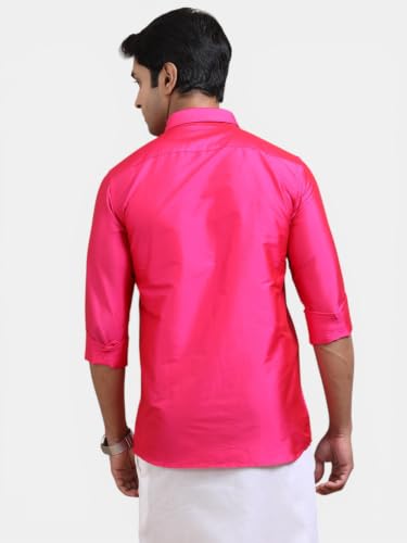 Image of Tattva Men Silk Blend Ethnic Shirt | Traditional South Indian Wear for Wedding, Festivals & Casual Wear