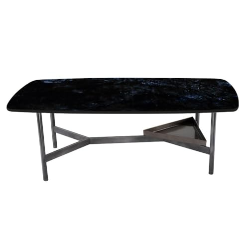 Image of Wakefit Malabar Coffee Table I Marble Finish I Vitrified Tile Top I Volga Blue