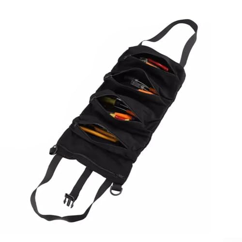 Borsa portautensili portatile con funzione di sospensione e cuciture rinforzate per una conservazione efficiente degli attrezzi (nero)