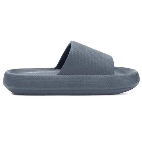 Image of welltree Slides for Women Men Pillow Slippers Non-Slip Bathroom Shower Sandals Soft Thick Sole Indoor and Outdoor Slides