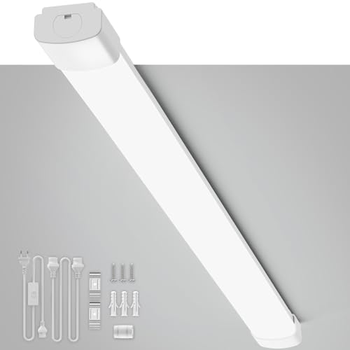 Plafoniera LED Stagna 150CM 45W 5000lm Bianco Freddo 5000K, Tubo LED Plug and Play Montaggio Facile, Lampada da Soffitto Piatta Impermeabile IP65 per Officina, Ufficio, Cantina, Garage, Cucina