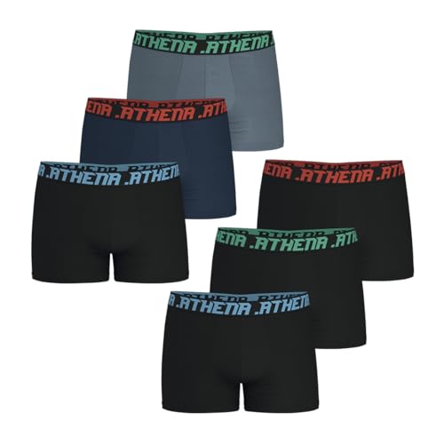 Athena - Lot de 6 Boxers Homme Essentiel – Confort et Respirant – Coton Stretch Respirant - Label Oeko-TEX® Standard 100
