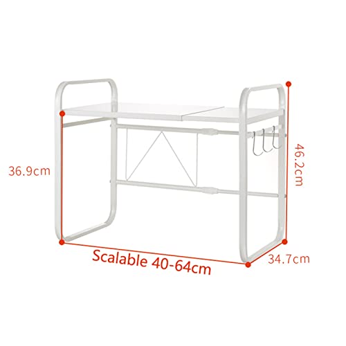 Support four micro-ondes rétractable et étagère rangement cuisine comptoir 2 niveaux