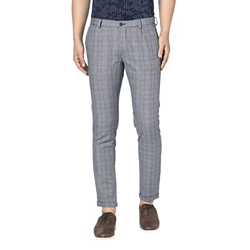 Image of blackberrys Checks Cotton Blend Skinny Fit Mens Trousers (S21BB77A2JS21F1-P)