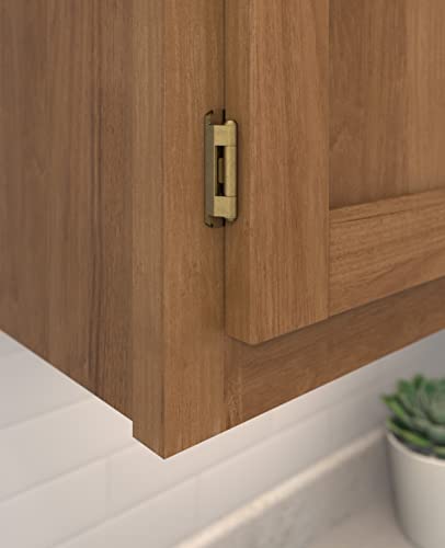 Image of Amerock 1 Pair 1 /2 inch Overlay Burnished Brass Partial Wrap Cabinet Hinge