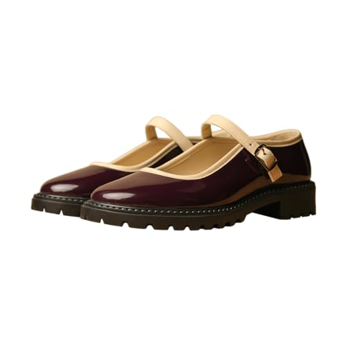 Image of Theater Sensei Pro Women Mary Jane Flats | Glossy Round-Toe Ballerinas with Adjustable Strap | Classy & Comfortable Footwear for Casual and Formal Wear