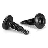 #12 x 3/4' Sheet Metal Screws 100Pcs 410 Stainless Steel Flat Head Socket Cap Screws, Tek Screws Allen Socket Drive Screws Fast Self Tapping Screws Black Oxide by SG TZH