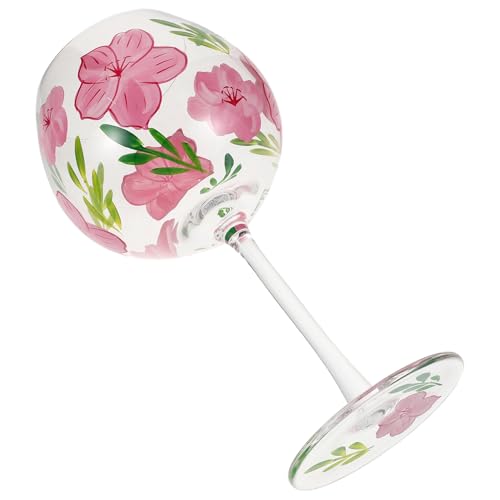 IWOWHERO Copas de Vino Tinto Pintadas a Mano Flores de Cerezo Vidrio Artesanal Transparente 1 Unidad Copa de Vino Tallo para Fiestas San Valentín y Decoración Navideña