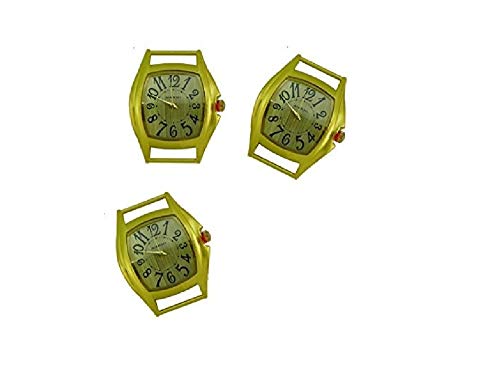 PlanetZia 2pcs Rectangle Ribbon Watch Faces for Your Interchangeable Beaded Bands 4588 TVT-4158 (2 Brush Gold)