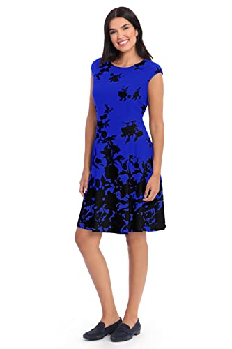 Image of London Times Womens Dresses Cap Sleeve Fit and Flare - Elegant Summer Cocktail Graduation Garden Party Wedding Guest Dress