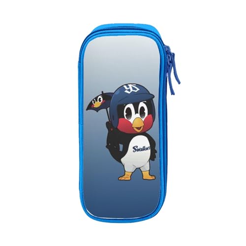 For 東京ヤクルトスワローズ(4) ペンケース 筆箱 2層 文具ポーチ 大容量 おしゃれ 学生用 大人 通学 通勤 多機能 誕生日 Blue