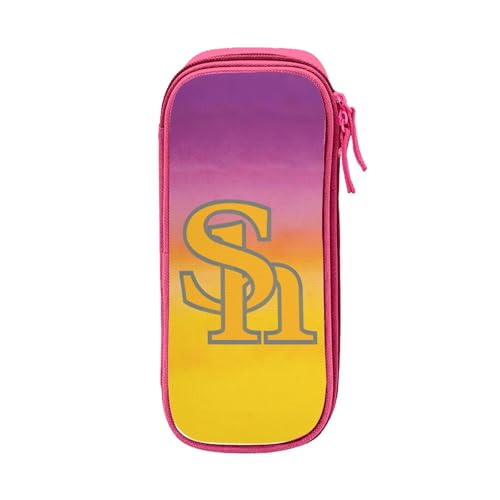 For 福岡ソフトバンクホークス ペンケース 筆箱 2層 文具ポーチ 大容量 おしゃれ 学生用 大人 通学 通勤 多機能 誕生日 Pink