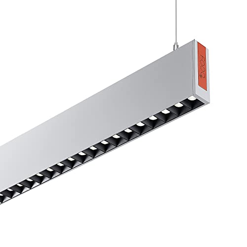 Lampada a sospensione a LED moderna da 107 cm di lunghezza 25 W Lampadario a sospensione in alluminio antiriflesso 2000 lm per la barra di studio per riunioni d'ufficio, bianco