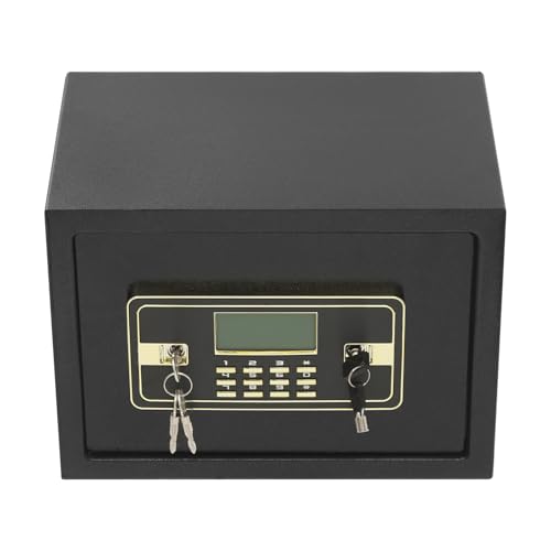 Caja fuerte electrónica de acero de 22 litros con pantalla LED y alarma, sistema de bloqueo doble contraseña+llave, montaje en pared, compartimento de valor para joyas, documentos, dinero en efectivo