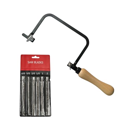 Jewelers Fixed Hand Saw Frame with 144 Assorted Blades Black Coated Saw