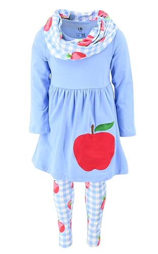 Image of Unique Baby Girls Kids Toddler 3pc Outfit Set Long Sleeve Stretch Tunic Top Leggings and Scarf