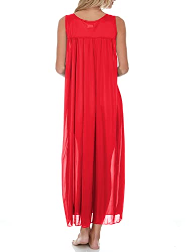 Camisola longa feminina de cetim sem manga Ezi, Vermelho, 3X Plus