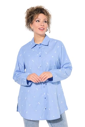 Ulla Popken Blusa de Manga Larga para Mujer, Tallas Grandes, Tallas Grandes, Azul Claro, 62-64