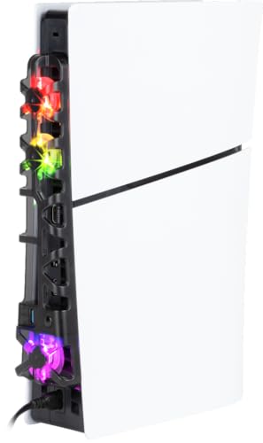 Konix Ventola Di Raffreddamento Per Console Ps5 Slim - 21 X 68 X 40 Cm - 3 Velocità - Illuminazione Led Rgb - Porta Usb 3.0 - Nero
