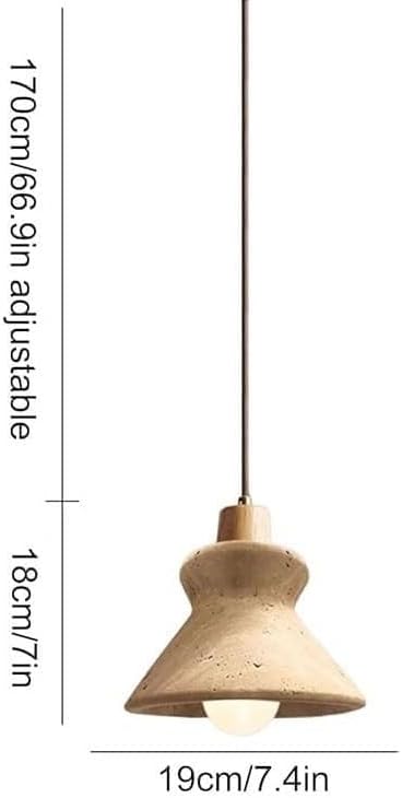 Miniatura 6 de Kitchen Island Pendant Light Retro Yellow Cave Stone Hanging Lamp Mid Century Single Head Solid Wood Chandelier for Restaurant Bar Bedroom Club