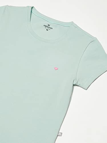 Blusa Básica Infantil Menina Manga Curta Slim Com Bordado Coração Verde 014