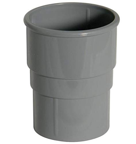FLOPLAST 68mm Round Gutter Pipe Socket - Grey - Pack of 2, Pipe Size - 68mm