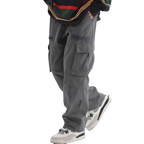 XYXIONGMAO Men's Multi Techwear Pocket Black Streetwear Sweatpants Cargo Pants Hip Hop Loose Baggy Casual Tactical Pants