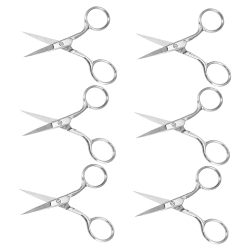 Outanaya 6 Pack Stainless Steel Scissors Eyebrow Shaper Trimmer Mini Scissors for Facial Hair Compact and Portable
