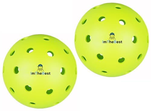 Image of ImTheBest Pickleball Balls, 40 Holes Pickle Balls Pack of 2 Pieces for Outdoor Indoor Sports Play, High Bounce Durable Pickleballs for All Types Paddles, Gifts for Pickleball Lovers