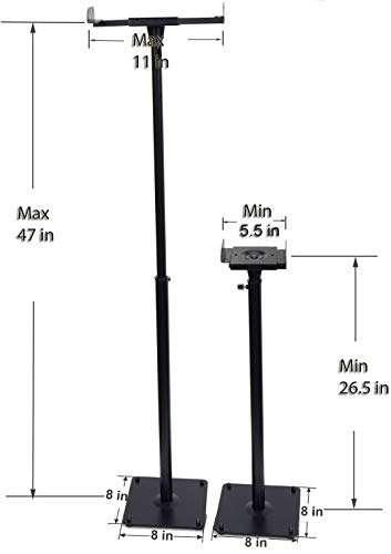 VideoSecu 2 Heavy Duty PA DJ Club Adjustable Height Satellite Speaker Stand Mount - Extends 26.5