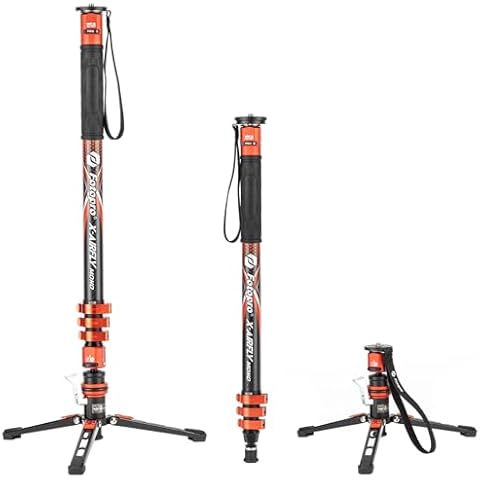 Fotopro Carbon Fiber Monopod with Pedal, 73" 3-in-1 Professional Monopod, Carbon Fiber Travel Monopod with Feet Max Load 22lbs for DSLR Camera Stabilizer Videography Kit, X-Airfly Mono Orange Cover