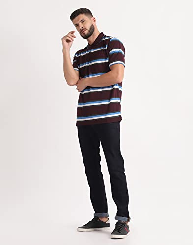 Image of INKKR Striped Men Polo Neck Half Sleeve T-Shirt