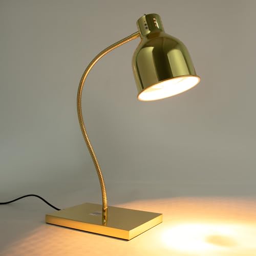 Electric Food Heat Lamp with 250W Bulb, Single Head Food Warming Light Food Heating Warmer Lamp Buffet Warmer Commercial Strip Heater for Restaurant Kitchen Cafeteria, 110V 250W (Gold)