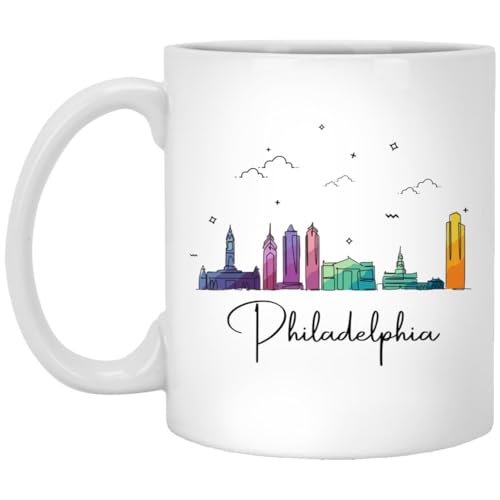 Taza de cerámica blanca con diseño ciudad 11 oz miniatura 1