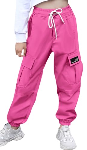 Image of Cromoncent Girls&Womens Cargo Pants Elastic Waist Lightweight Outdoor Jogger Pants, 6 Years - XX-Large