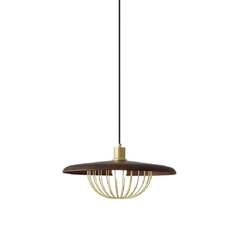 Suspension nordique en métal 45cm effet bois et fer forgé E27