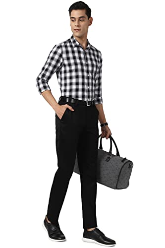 Image of Peter England Men's Mid Rise Slim Fit Casual Pants