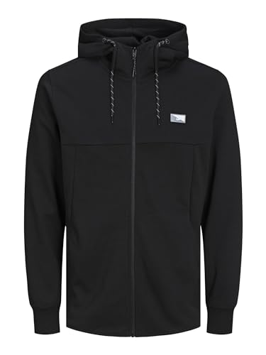 JACK & JONES Mens Coair Zip Hood Hoodie Black L