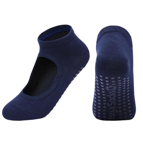 Calcetines Pilates 3 pares de calcetines de yoga sin espalda de color Morandi for mujer, calcetines profesionales de pilates, antideslizantes, for danza, trampolín, aeróbicos, fitness y deportes.(Deep