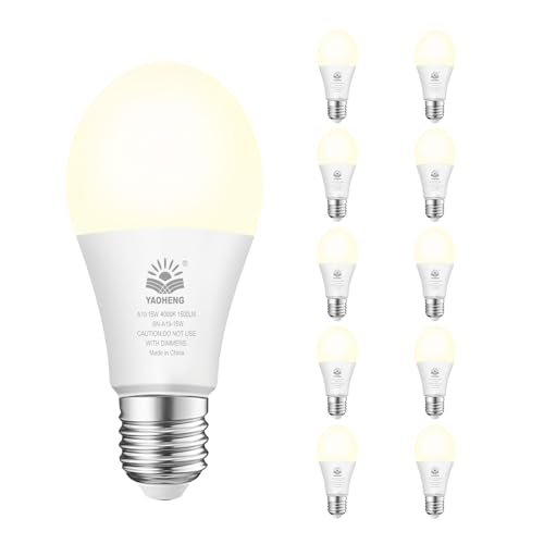 Image of YAOHENG A19 LED Light Bulb, 100 Watt Equivalent LED Bulbs, 4000K Neutral White, 1500 Lumens, Standard E26 Base, Non-Dimmable, 15W Super Bright Light Bulbs for Home, Office Lamp, ETL Listed(10-Pack)
