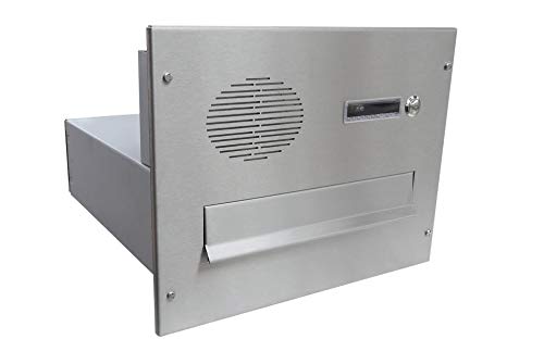 B-04 Cassetta postale passante a muro in acciaio inox con campanello e citofono (profondità: 38,5 cm) - LETTERBOX24.de
